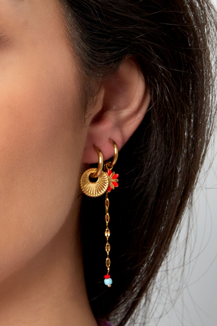 Earrings with round charm - gold Picture3